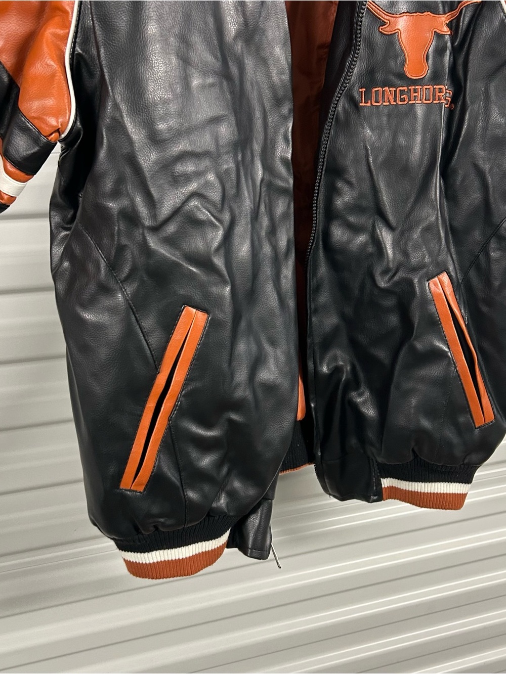 Texas Longhorns Black & Burnt Orange Leather Team Jacket - Picture 6 of 10